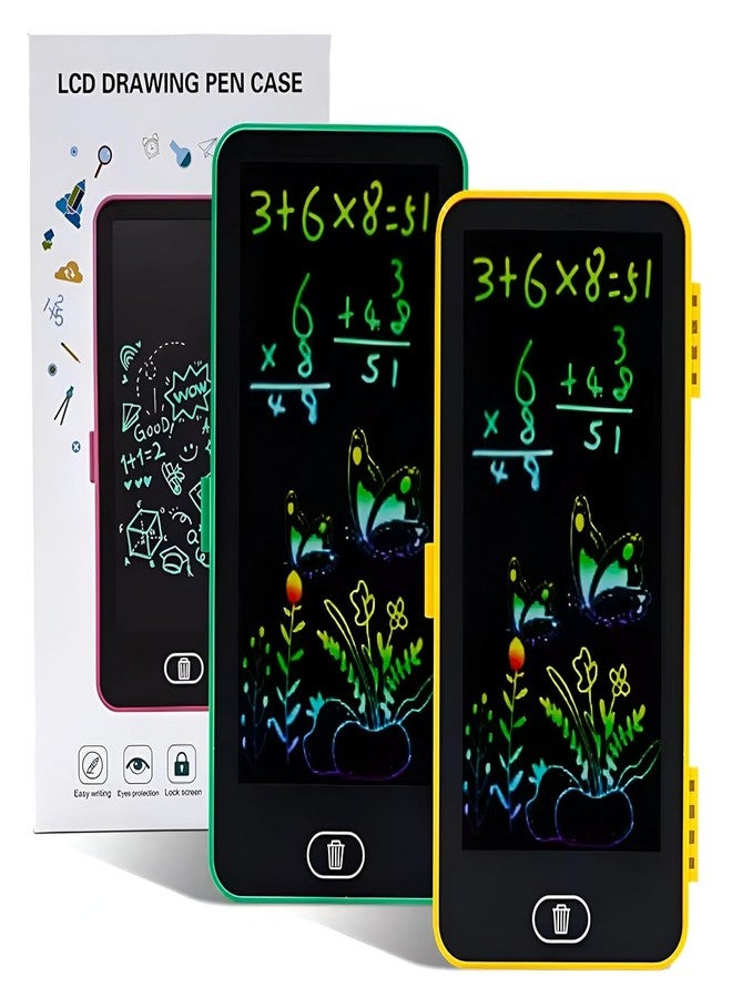 كريرين لوحة كتابة KRIREEN 2 في 1 - حافظة أقلام للأطفال | لوحة رقمية LCD، دفتر ملاحظات إلكتروني للأولاد والبنات | علبة أقلام رسم LCD | لوحة كتابة ورسم للمدرسة (قد يختلف اللون) عبوة من قطعة واحدة - Image 2